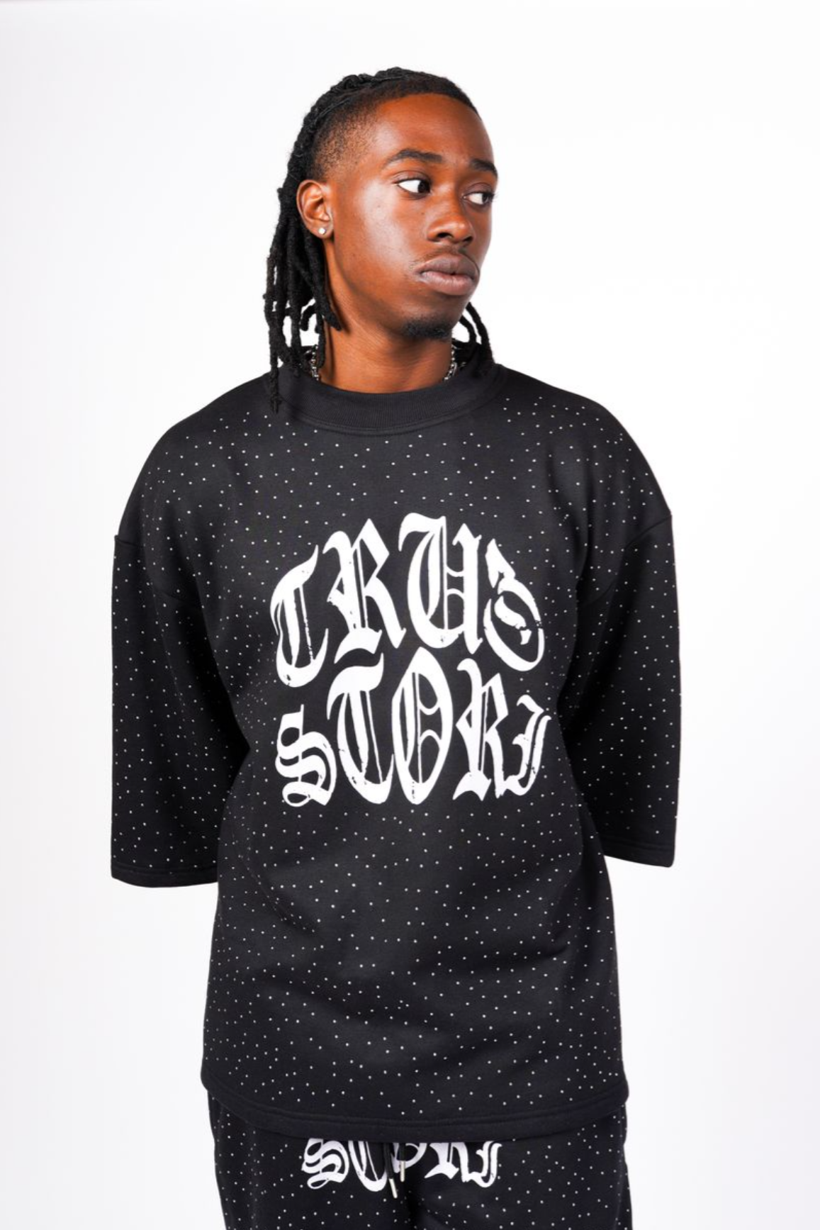 black fleece with diamond studs