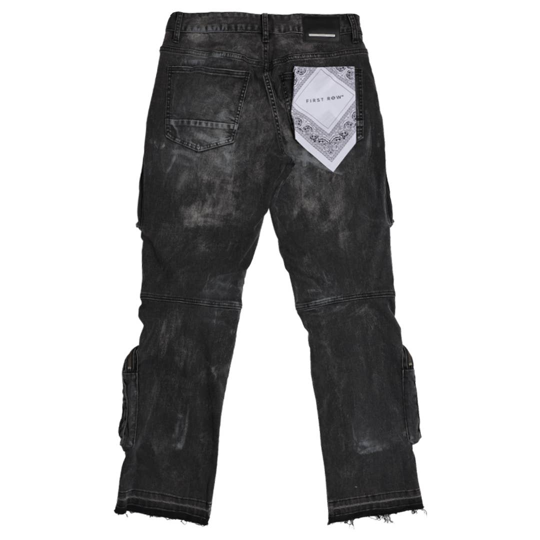 UTILITY CARGO SHARP DENIM PANTS: Black / 30