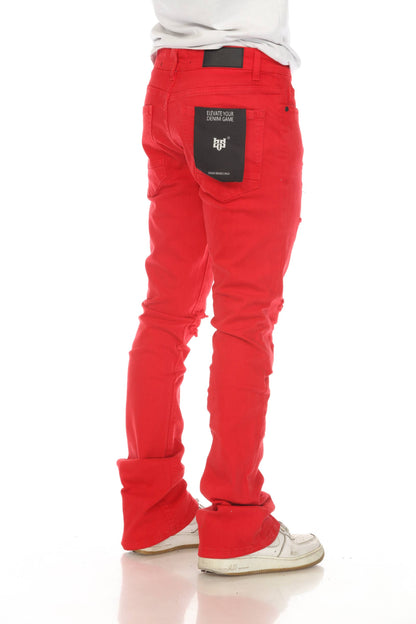 Red Stacked Flare Jeans: 29