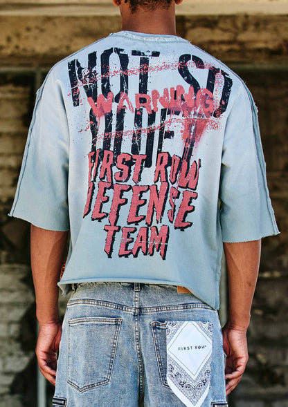 WARNING NOT SO QUIET BURNING SKY CROPPED SLV TEE: NEW GREY / L