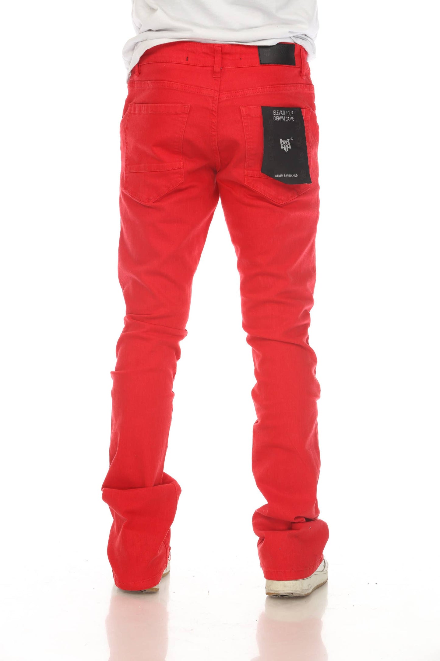 Red Stacked Flare Jeans: 29