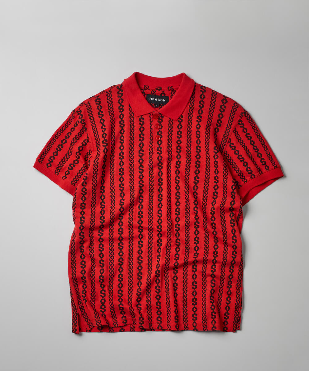 Knit strip polo