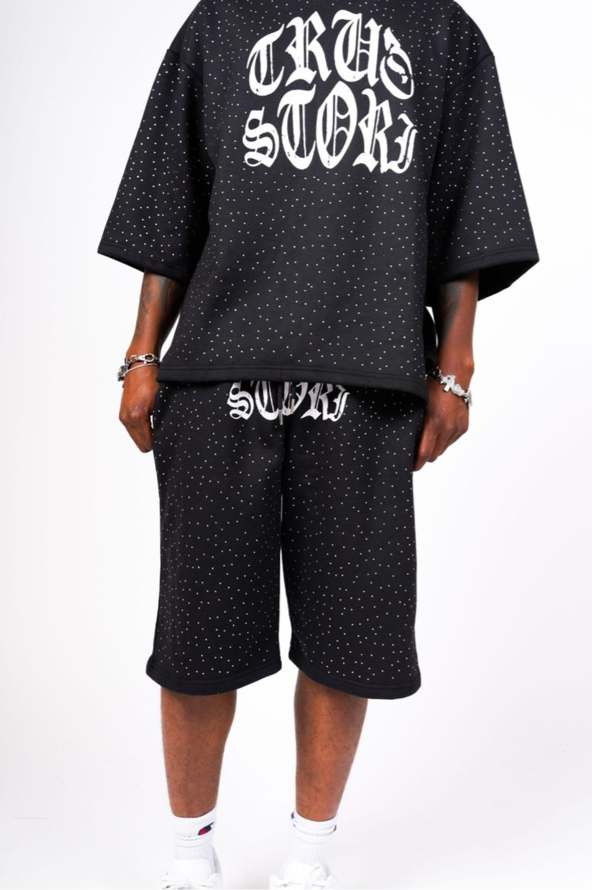 black fleece with diamond studs