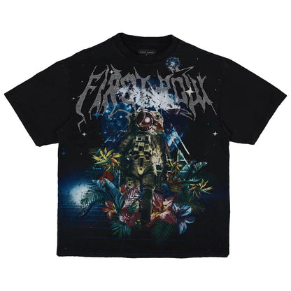 WASHED EARTH FIRST FLOWER TEE: Black / XL